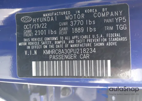 2023 Hyundai Venue Sel from USA, damaged, VIN KMHRC8A30PU218234